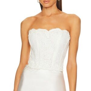 NWT LoveShack Fancy Arno Bustier in Antique White Size 2